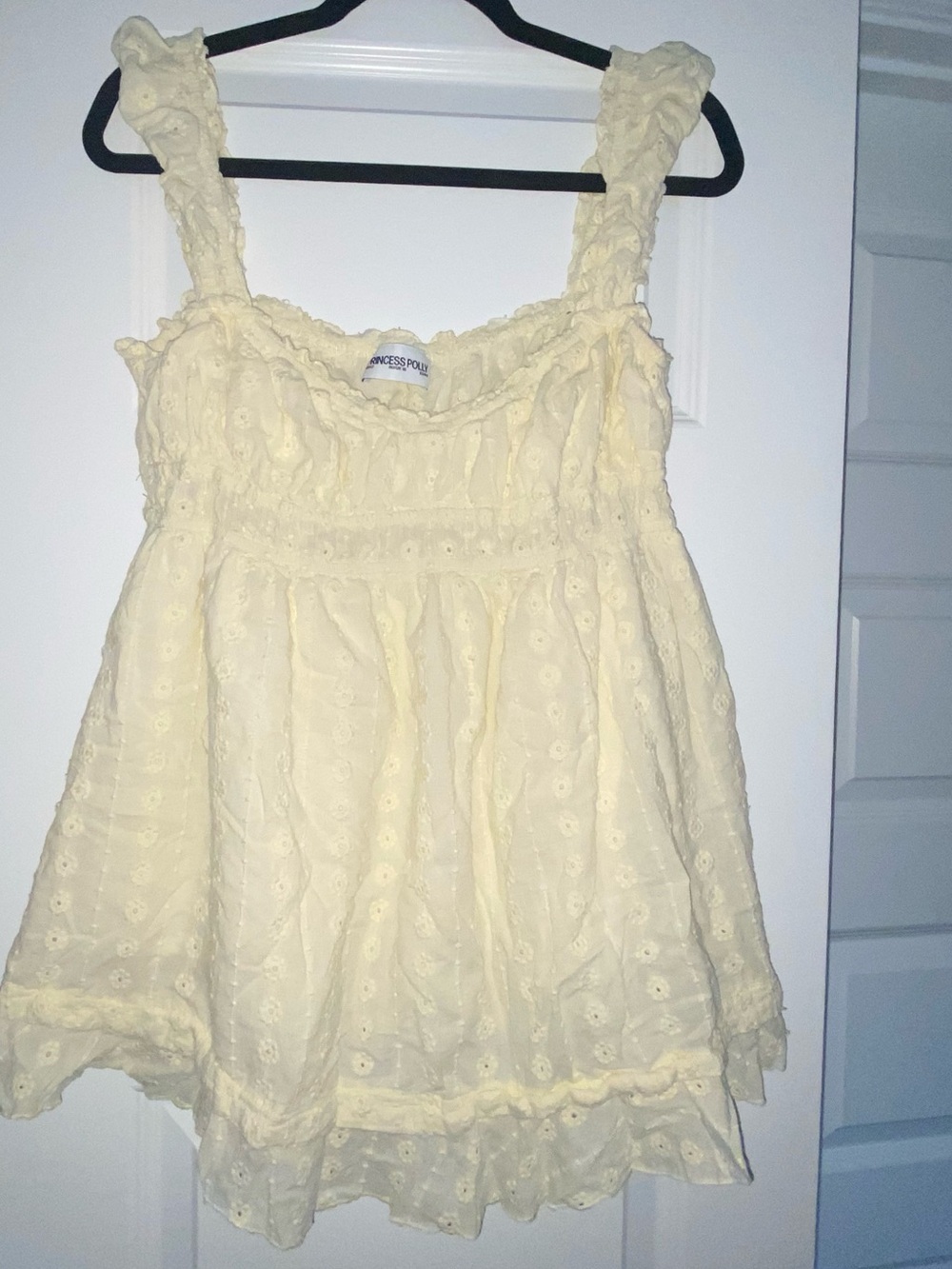 Princess Polly Cream Eyelet Ruffle Sundress